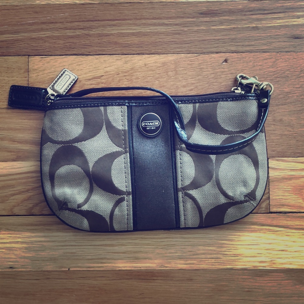 Authentic brown coach wristlet